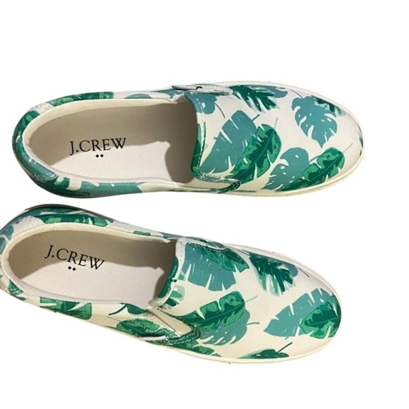 J.Crew Tropical Palm Leaf Print Slip-On Sneakers Canvas Summer Casual Shoes - Picture 1 of 7